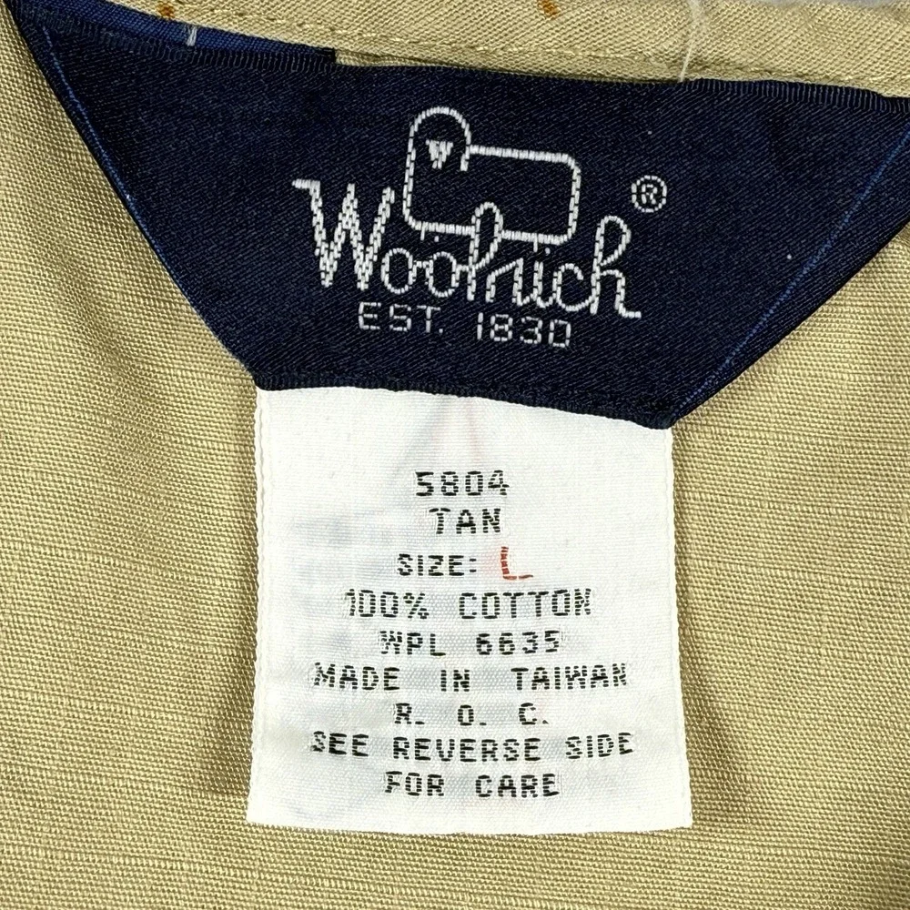 Vintage Woolrich Vest Mens L‎ Safari Hunt Fishing Shoot Travel Photography Khaki